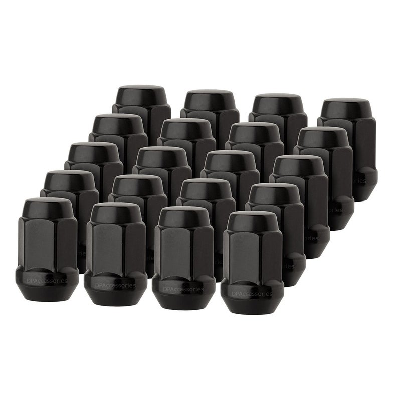 DPAccessories 20 Black 12x15 Closed End Bulge Acorn Lug Nuts Cone Seat 19mm Hex LCB3B6HEBK04020