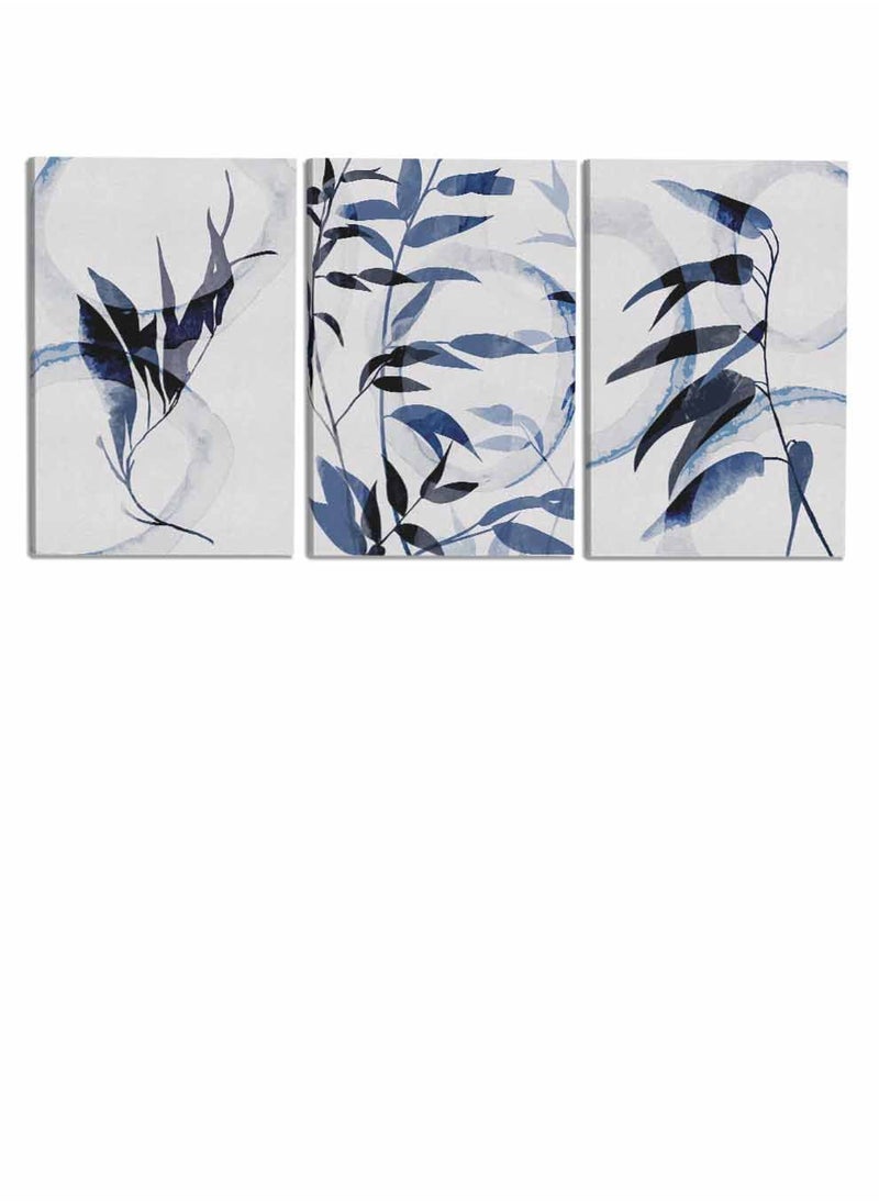 LOWHA - Set Of 3 Framed Canvas Wall Arts Stretched Over Wooden Frame, Abstract Botanical Paintings, For Home, Living Room, Office Decor - Image 1