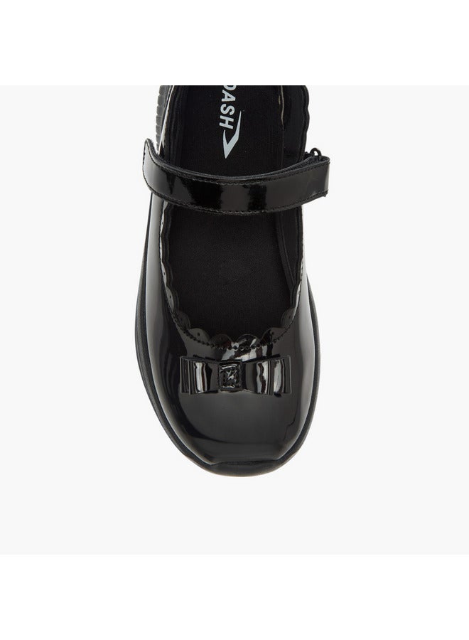 Dash Girls Bow Accent School Shoes with Hook and Loop Closure - Image 4