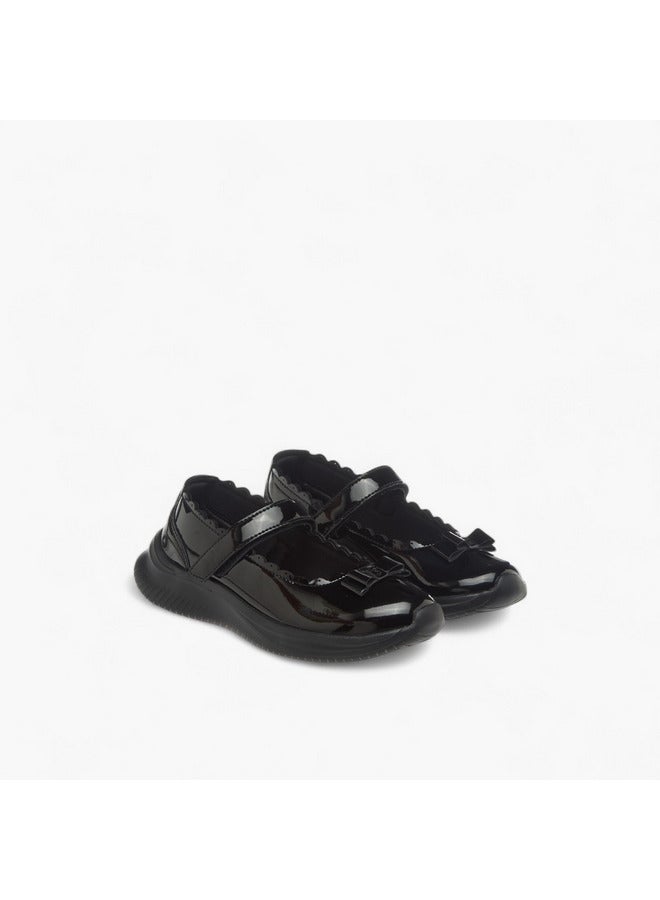 Dash Girls Bow Accent School Shoes with Hook and Loop Closure - Image 3