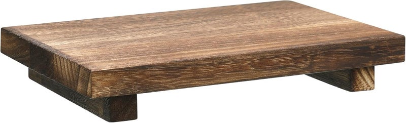 Nuogo Wooden Soap Stand Riser Farmhouse Tray Rectangle Pedestal for Kitchen Counter Rustic Sink Bathroom Dishes Plant Bottles Candles Display (Brown) - Image 1