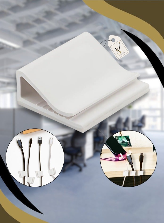 فيوستار مشابك إدارة الكابلات من فيوستار، 50 قطعة، منظم أسلاك ذاتي اللصق للاستخدام المكتبي والمنزلي والمكاتب، حامل أسلاك متين لكابلات الشحن، إضاءة LED، حل خالٍ من التشابك - Image 1