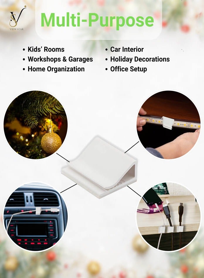 فيوستار مشابك إدارة الكابلات من فيوستار، 50 قطعة، منظم أسلاك ذاتي اللصق للاستخدام المكتبي والمنزلي والمكاتب، حامل أسلاك متين لكابلات الشحن، إضاءة LED، حل خالٍ من التشابك - Image 5