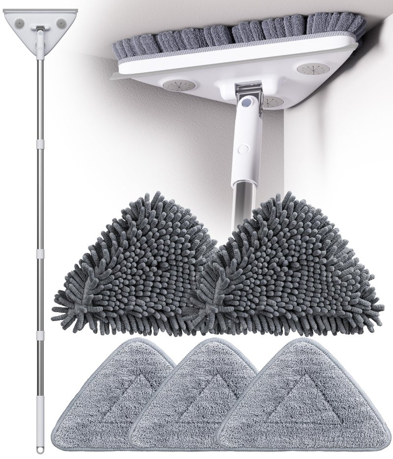 POPMOP Wall Cleaner Mop with Long Handle, Wall Duster with Extension Pole, 3-in-1 Wall Cleaner, Dust Mop with 5 Reusable Pads - Image 1