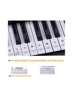 Mike Music Piano Stickers for Keys - for 88/61/54/49/37 Keyboards Full Set Black and White Key Music Note Stickers for Adult and Kids Beginners Colorful(88/61/54/49, Colour)  - Image 2