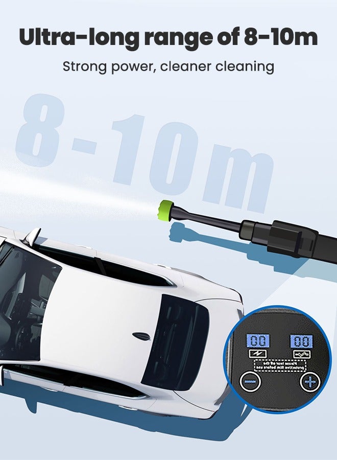 Cordless Portable Washer 21V Electric High Pressure Water Gun with 6-in-1 Spray Nozzle Adjustable Water Column Rechargeable Battery for Car Wall Floor Window Garden