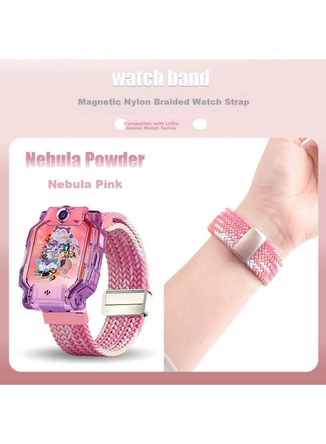 Mssm Nylon Magnetic Watch Strap For Little Genius Phone Watch Z10/z9/z8a Children's Student Watch Nebula Pink - Image 3