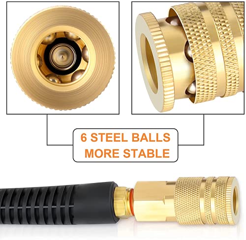GASHER 1/4'' x 50FT Polyurethane Air Hose, Maximum Working Pressure 300PSI,Composed of Brass And Blue PU hose, Easy to Install - Image 2