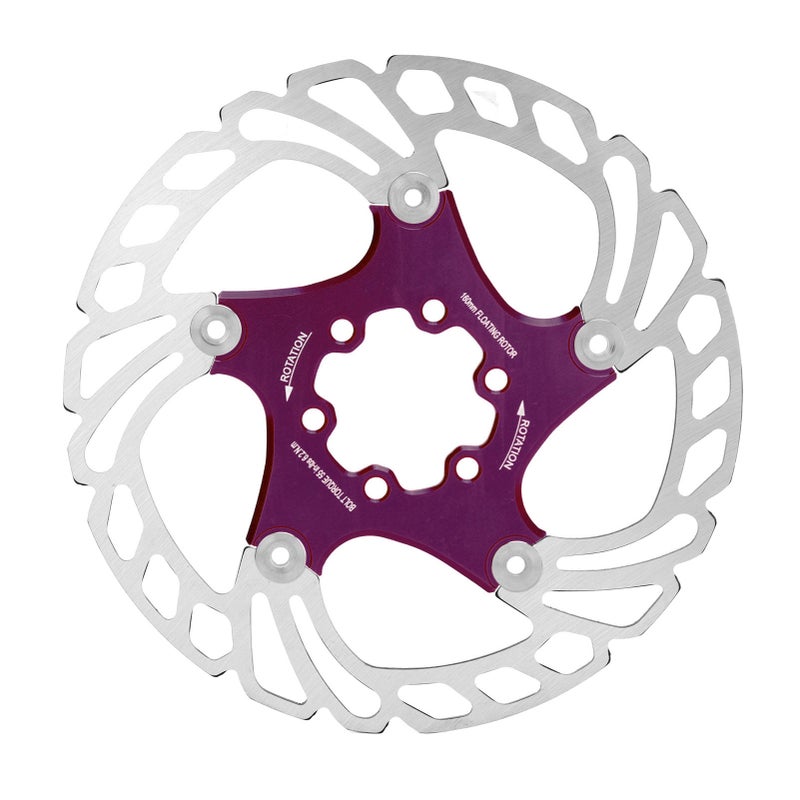 Mountain Bike Floating Disc Brake Rotor: Purple, 1.8-1.9mm Thick, Stainless Steel & Aluminum Alloy - CNC Precision Made, Heat Dissipating Hollow Design for Mountain & Road Bikes - Image 3