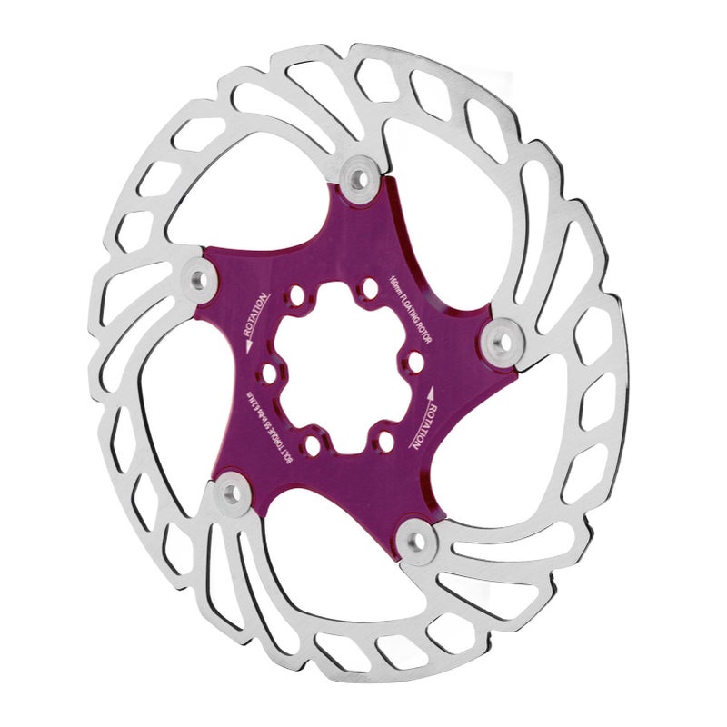 Mountain Bike Floating Disc Brake Rotor: Purple, 1.8-1.9mm Thick, Stainless Steel & Aluminum Alloy - CNC Precision Made, Heat Dissipating Hollow Design for Mountain & Road Bikes - Image 2