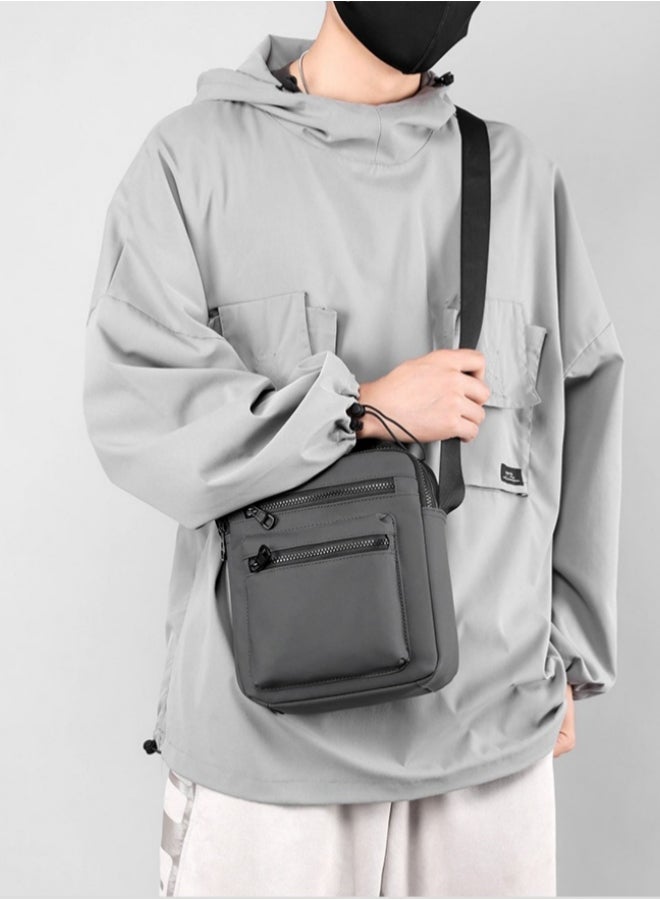 Men's Gray Nylon Crossbody Bag, Boys Multi-Pocket Shoulder Bag Sling Bag Side Bag Carry Bag, Daily Commuting/Campus/Shopping/Hiking/Travel Tote Bag Handbag Clutch Bag Gents Bag for Teens/Students  - Image 2