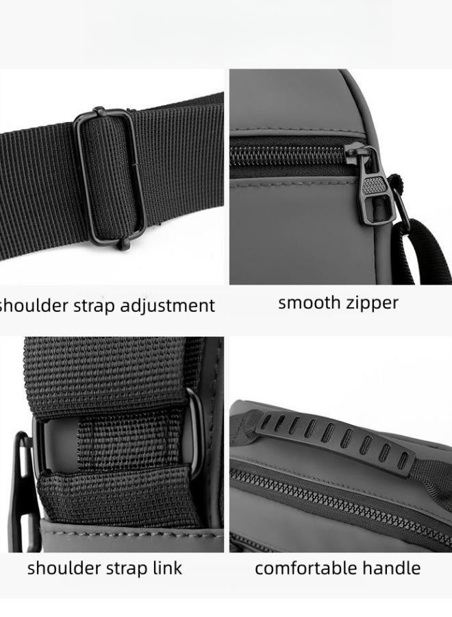 Men's Gray Nylon Crossbody Bag, Boys Multi-Pocket Shoulder Bag Sling Bag Side Bag Carry Bag, Daily Commuting/Campus/Shopping/Hiking/Travel Tote Bag Handbag Clutch Bag Gents Bag for Teens/Students  - Image 3