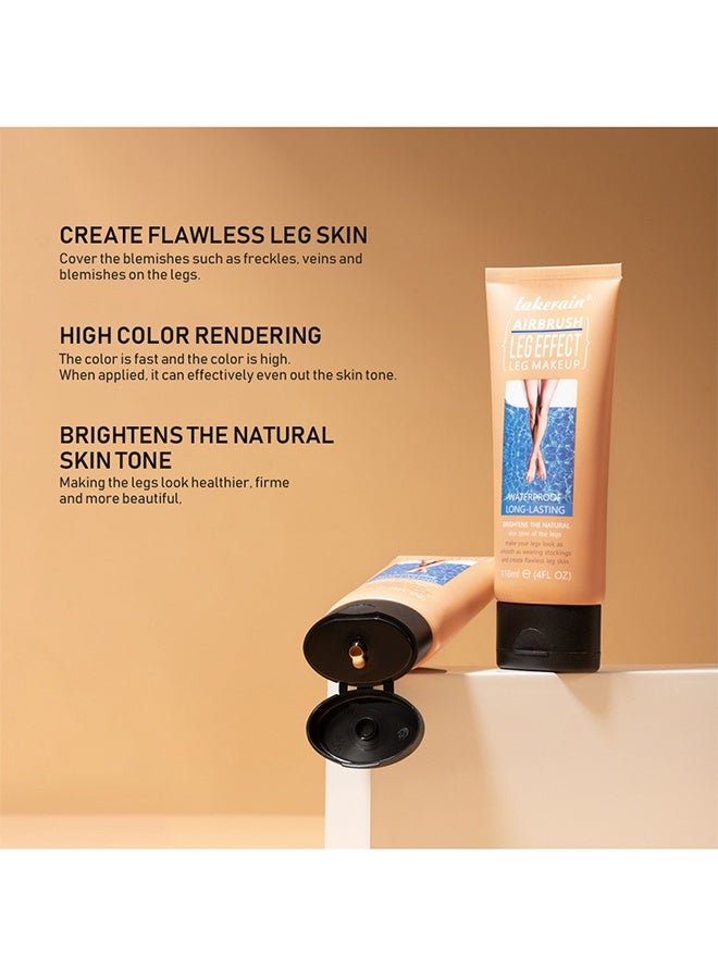 ليكرين مكياج الساق مقاومة للماء لا نقل، غطاء الساق مكياج جسم طويل 118ml-#2 MEDIUM Glow - Image 2