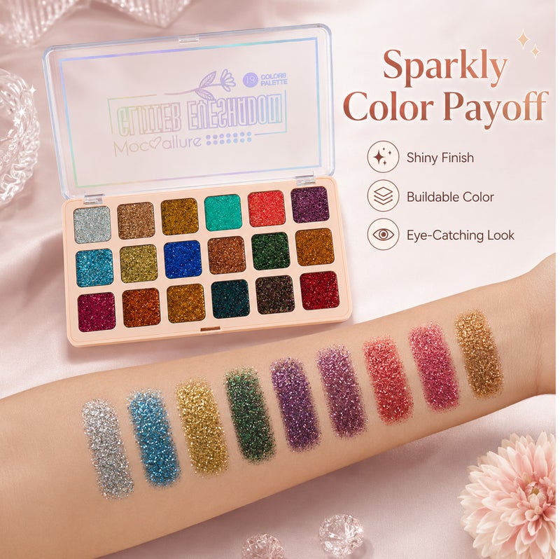 Me Now 18 Colors Glitter Eyeshadow Palette Multi Color Shimmer Eye Shadow Makeup Palette Sparkly Pressed Glitter Shades  02 - Image 4