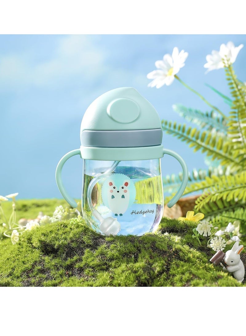 HaHaHai Baby Training Cup 250ml with Handle Soft Spout Anti-Drop Baby Sippy Cup for Toddlers Everyday Use Green Water Bottle - Image 5