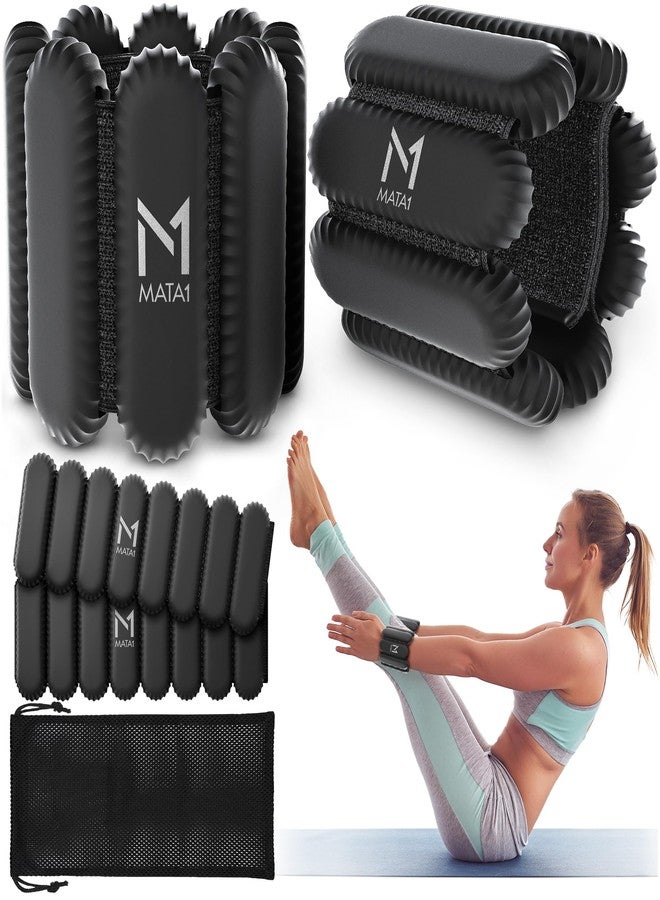 Mata1 Ankle & Wrist Weights for Men & Women - Set of 2, 1 lb / 0.5 kg each, Black - Adjustable Silicone Workout Bands w/Removable Weights for Fitness & Training - by Mata1-USA - Image 1