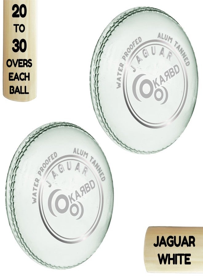 KARBD Cricket Ball Leather 4 Piece Professional Hand Stitching Seam Waterproof Coating Season Ball for Tournament Club Matches (20 to 30 Overs, Jaguar White, Combo Pack Set of 2) - Image 2