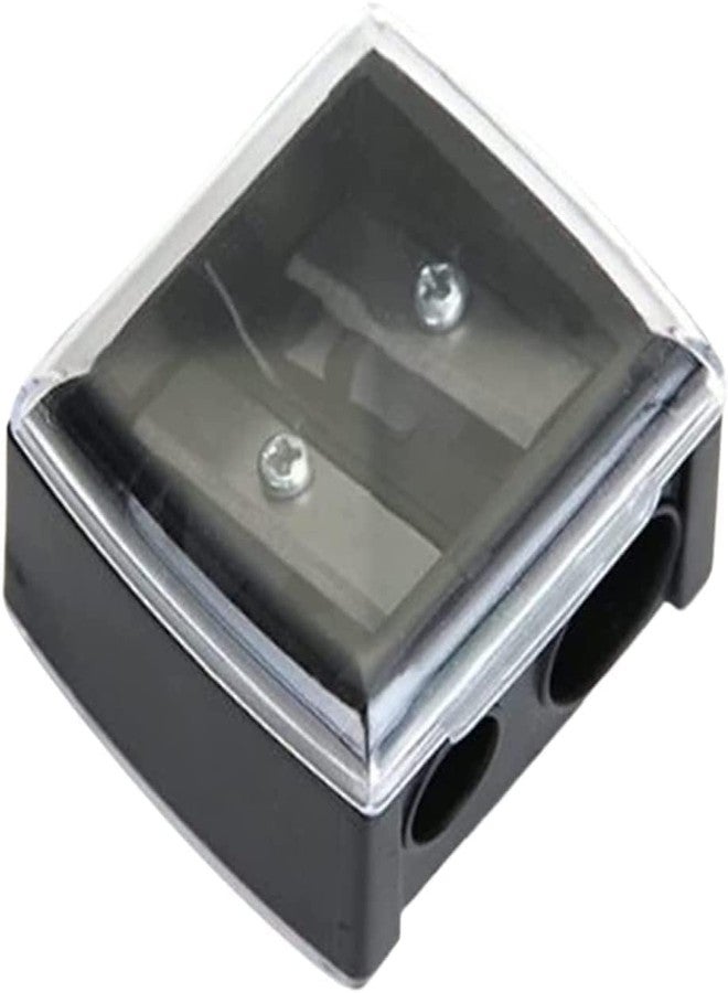 Bwexxt Black Eyeliner Sharpener Makeup Pencil Sharpener Pencil Sharpeners for Eyebrow Eyeliner Pencil Tool Dual Holes Eye Pencil Sharpener with Cover Portable Makeup Brushes and Tools - Image 1