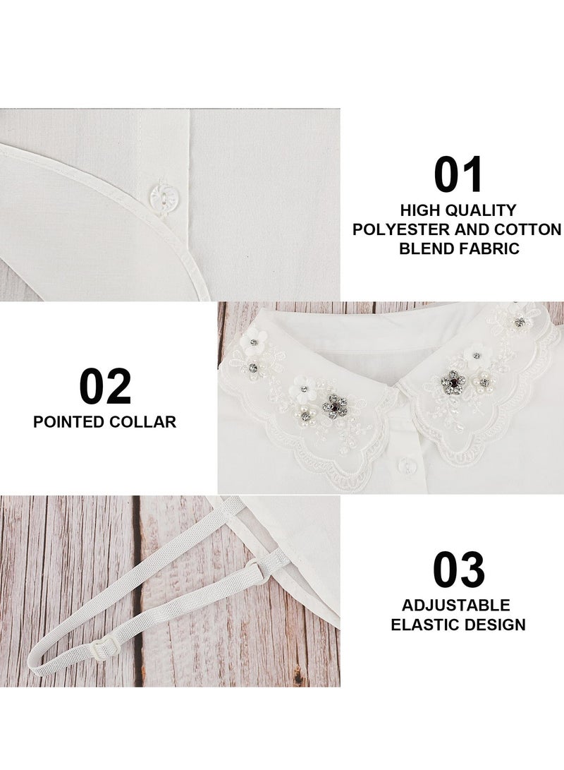 Stylish Detachable Rhinestone Collar for Women & Girls - Fake Cotton Half Shirt Blouse Collar Accessory for Fashionable Outfits and Special Occasions. - Image 3