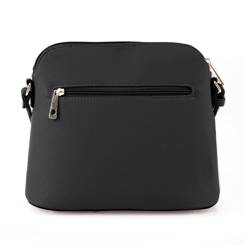 SG SUGU Lunar Lightweight Medium Dome Crossbody Bag Shoulder Bag with Double Tassels | Zipper Pocket | Adjustable Strap|Black - Image 5