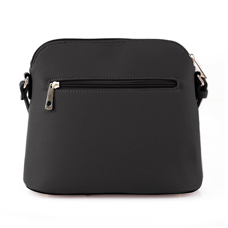 SG SUGU Lunar Lightweight Medium Dome Crossbody Bag Shoulder Bag with Double Tassels | Zipper Pocket | Adjustable Strap|Black - Image 4