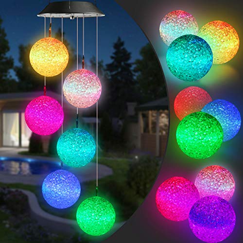 Toodour Solar Wind Chime, Color Changing Ball Wind Chimes, LED Decorative Mobile, Gifts for Mom Grandma, Waterproof Outdoor Solar Lights for Garden, Patio, Party, Yard, Window, Outdoor Decorations - Image 1