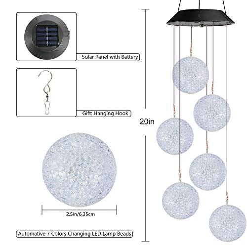 Toodour Solar Wind Chime, Color Changing Ball Wind Chimes, LED Decorative Mobile, Gifts for Mom Grandma, Waterproof Outdoor Solar Lights for Garden, Patio, Party, Yard, Window, Outdoor Decorations - Image 3
