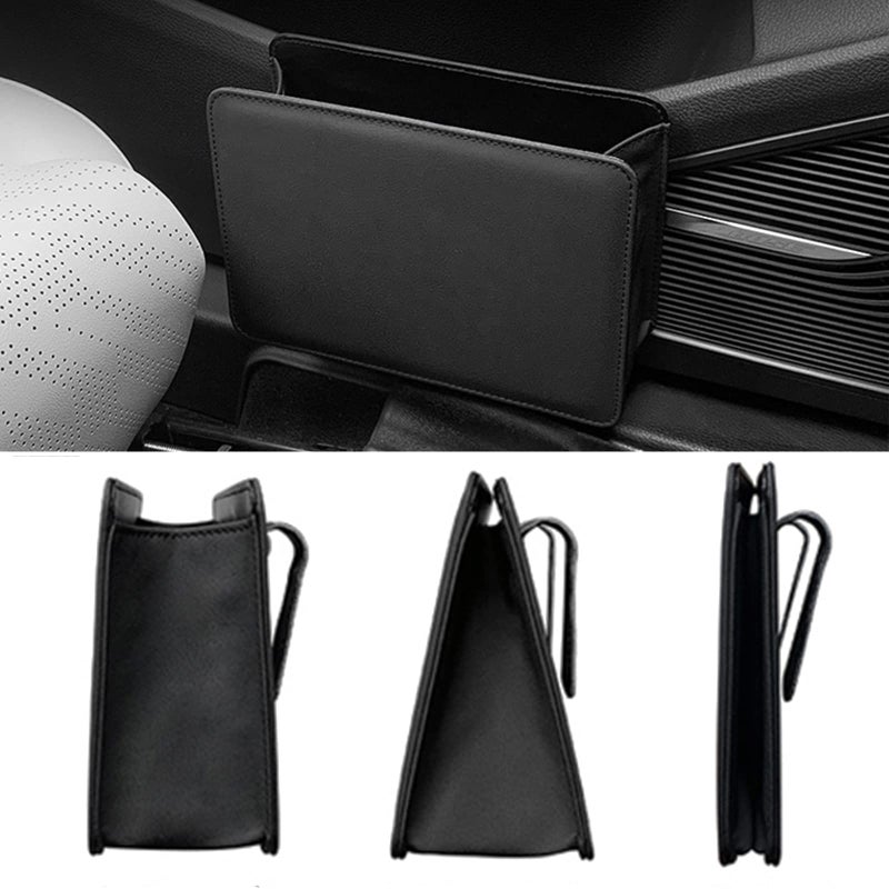 Accmor Car Trash Can, Leather Vehicle Trash Bin Car Dustbin Garbage Organizer Holder with 30 Pcs Trash Bags, Foldable Hanging Mini Cars Storage Bag Container for Auto, SUV (Black) - Image 5