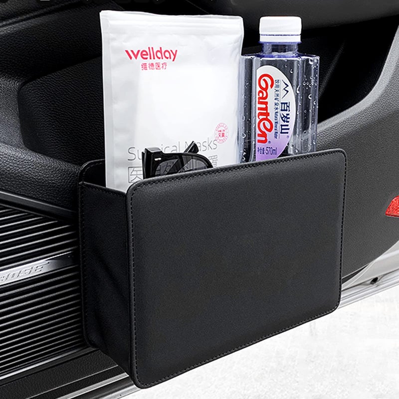 Accmor Car Trash Can, Leather Vehicle Trash Bin Car Dustbin Garbage Organizer Holder with 30 Pcs Trash Bags, Foldable Hanging Mini Cars Storage Bag Container for Auto, SUV (Black) - Image 2