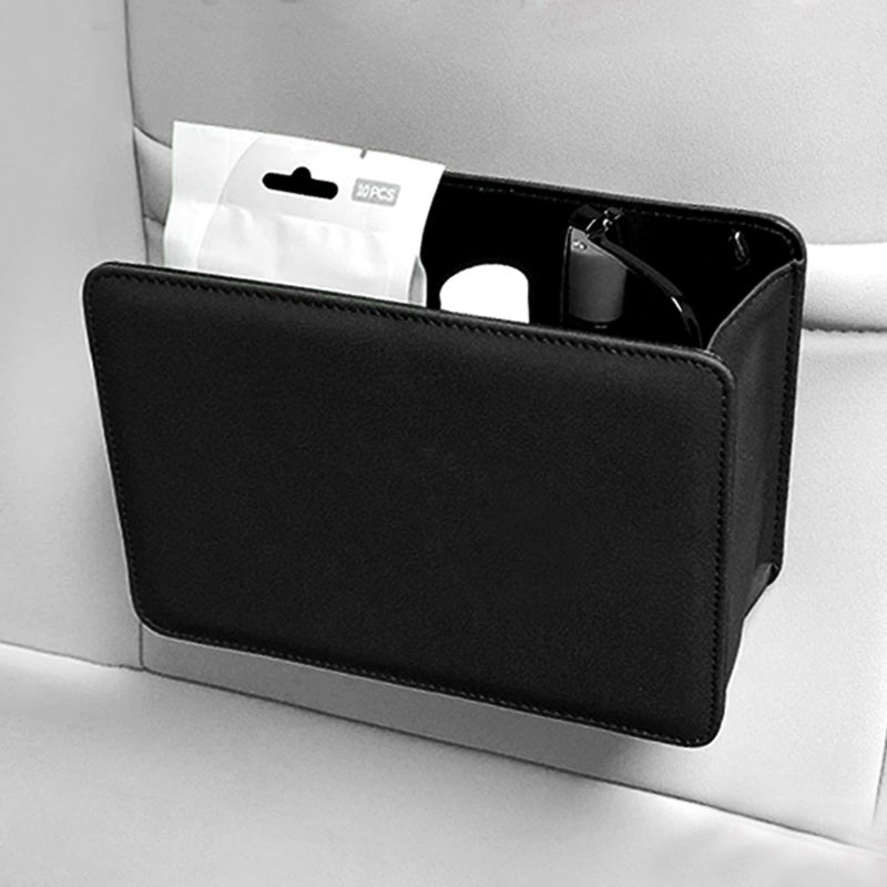 Accmor Car Trash Can, Leather Vehicle Trash Bin Car Dustbin Garbage Organizer Holder with 30 Pcs Trash Bags, Foldable Hanging Mini Cars Storage Bag Container for Auto, SUV (Black) - Image 3