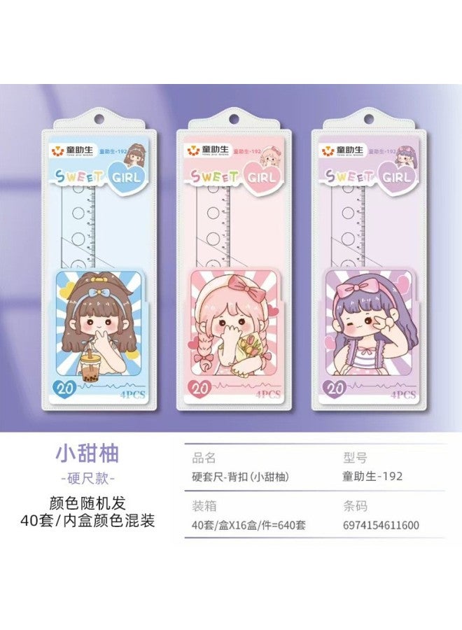HELPS Cute Cartoon Set Of Rulers For Students, Multifunctional Triangle Ruler, Protractor, Four-piece Set, Soft Ruler - Image 1