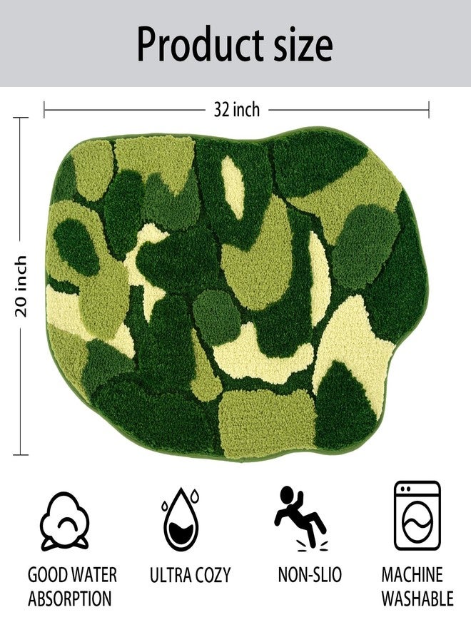 Anybar Green Moss Rug Bathroom Decor, Cute Fun Small Bath Mat Microfiber Non Slip, Absorbent Washable Extra Thick Soft Bathroom Rugs for Floor,Shower (20x32 inch) - Image 2