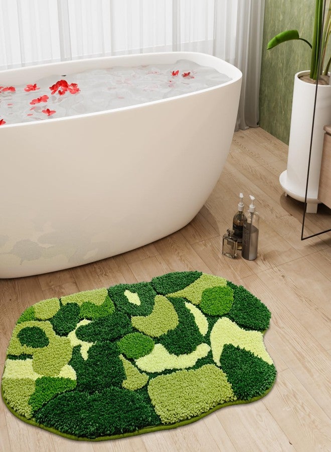 Anybar Green Moss Rug Bathroom Decor, Cute Fun Small Bath Mat Microfiber Non Slip, Absorbent Washable Extra Thick Soft Bathroom Rugs for Floor,Shower (20x32 inch) - Image 1