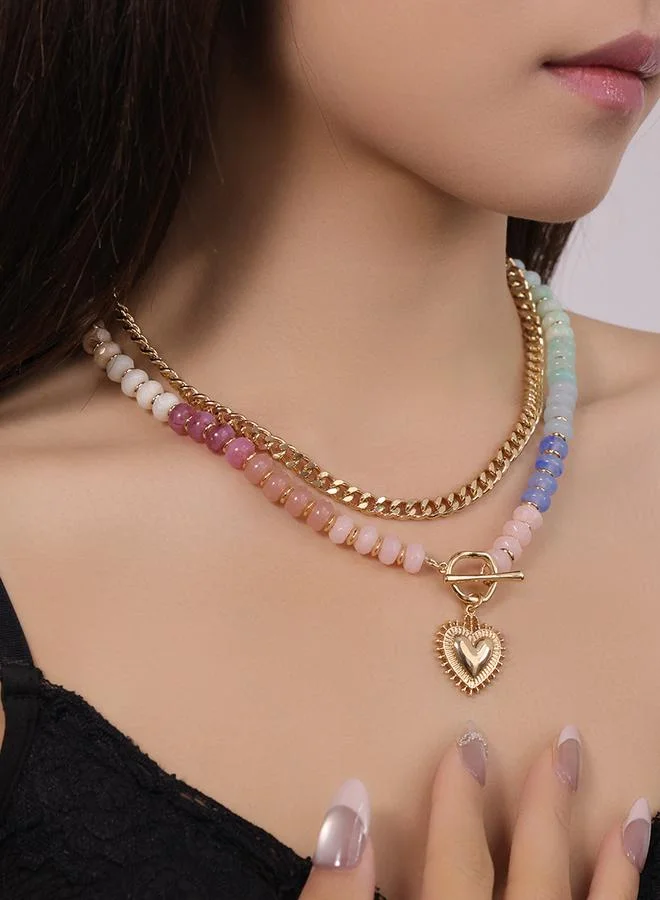Dopamine Colored Bead Layered Necklace