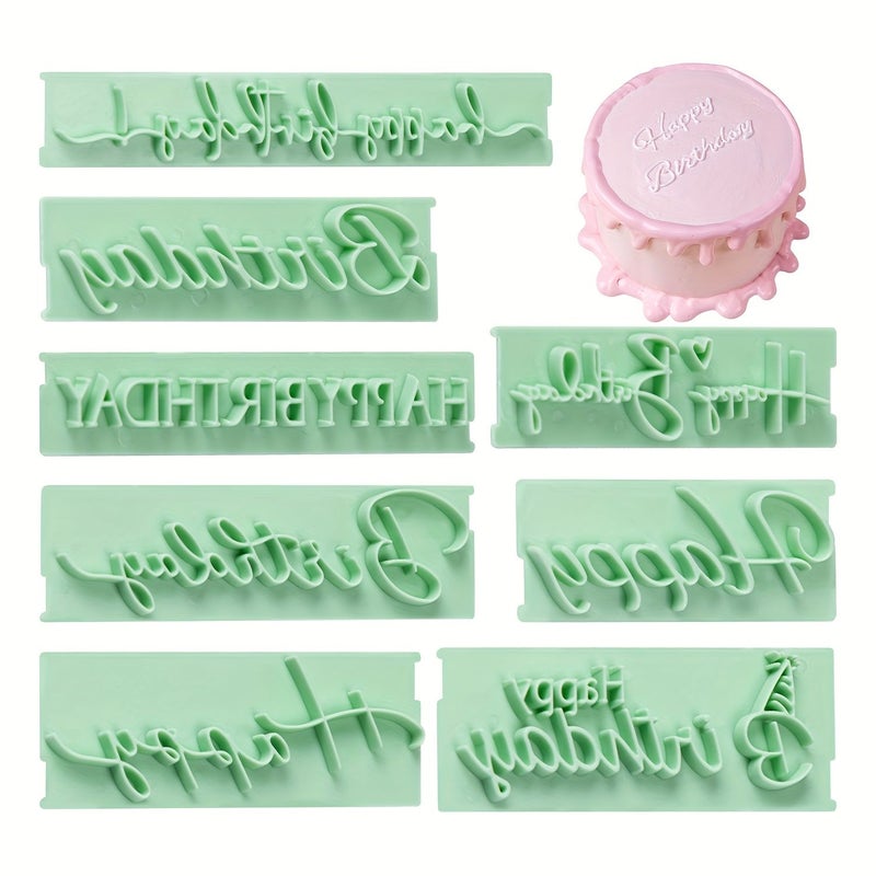 8pcs Happy Birthday Cake Stamp Set For DIY Pastry Letter Writing - Image 1