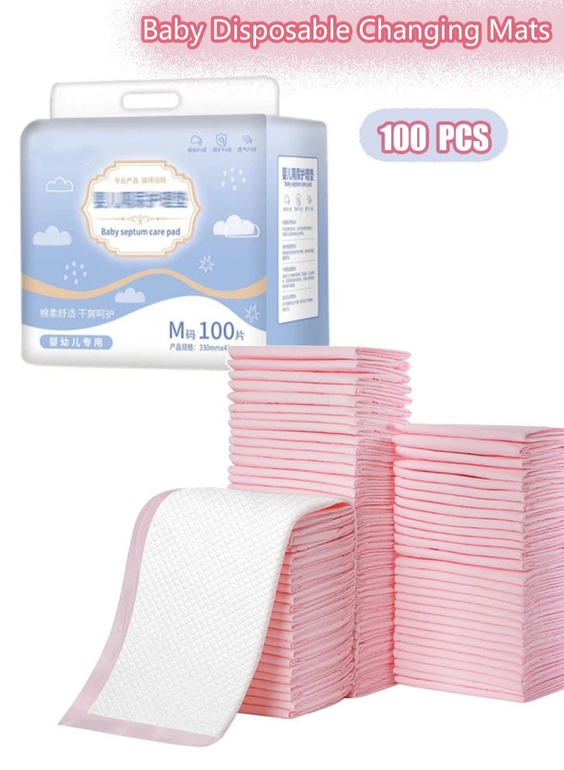 Disposable Changing Mats 33cm*45cm for Baby Soft Ultra Absorbent Waterproof Diaper 100 Pieces Baby Disposable Changing Mats for Baby Pink