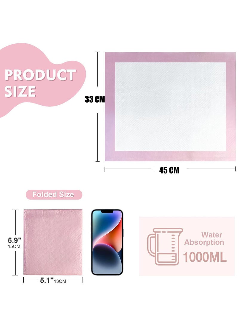 Disposable Changing Mats 33cm*45cm for Baby Soft Ultra Absorbent Waterproof Diaper 100 Pieces Baby Disposable Changing Mats for Baby Pink