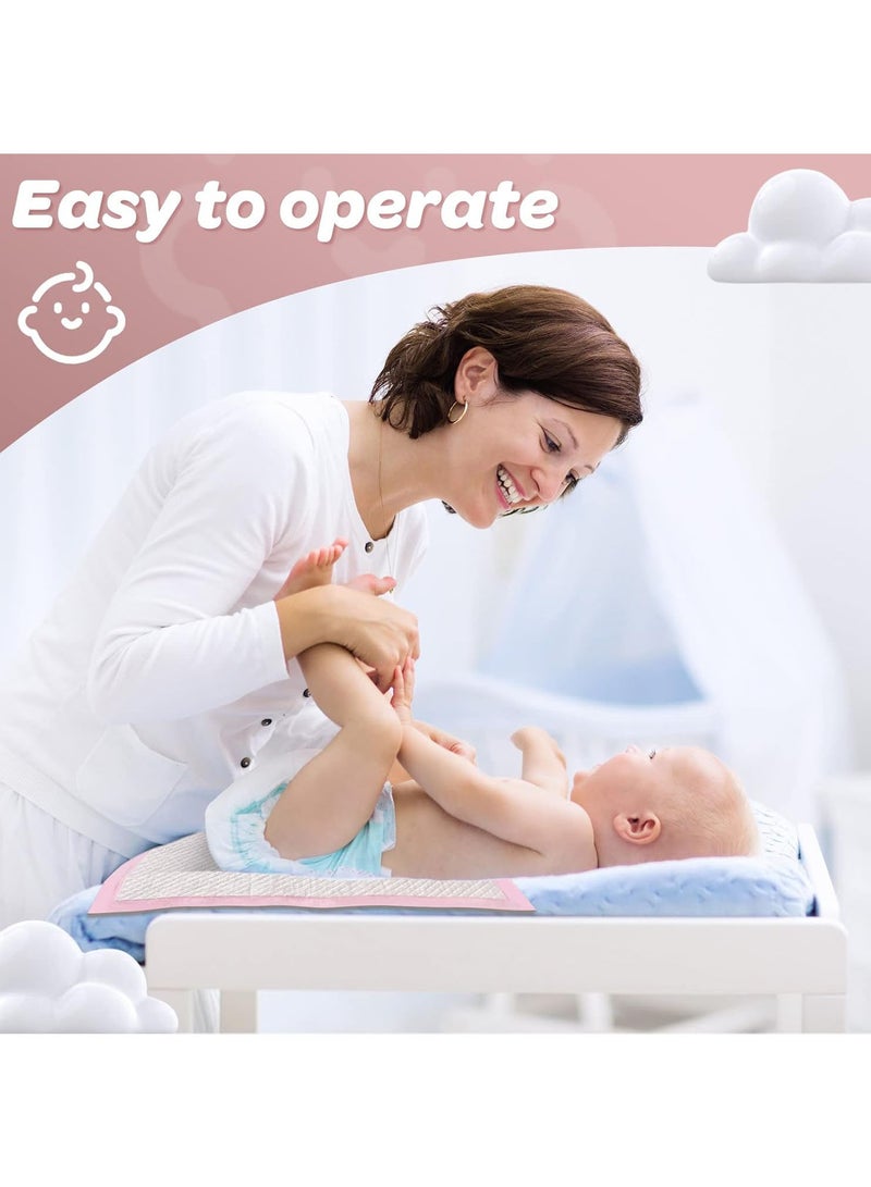 Disposable Changing Mats 33cm*45cm for Baby Soft Ultra Absorbent Waterproof Diaper 100 Pieces Baby Disposable Changing Mats for Baby Pink
