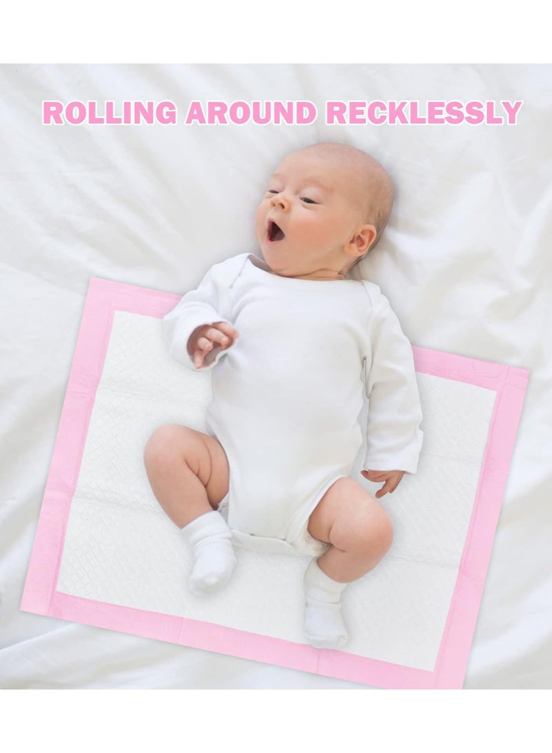 Disposable Changing Mats 33cm*45cm for Baby Soft Ultra Absorbent Waterproof Diaper 100 Pieces Baby Disposable Changing Mats for Baby Pink