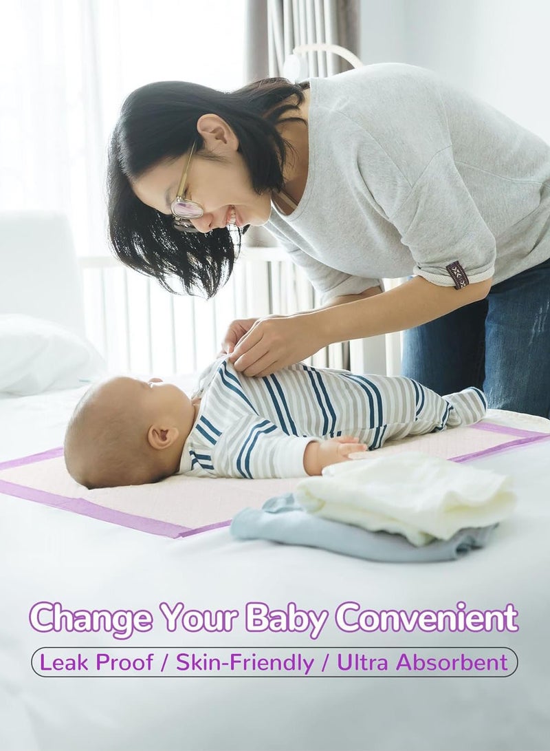 Disposable Changing Mats 33cm*45cm for Baby Soft Ultra Absorbent Waterproof Diaper 100 Pieces Baby Disposable Changing Mats for Baby Pink