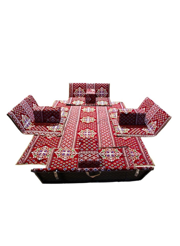 سمارت هوم طقم جلسة أرضية 9 قطع – فرشة أرضية مقاس 300×200 سم مع 4 كراسي أرضية مقاس 120 سم لشخصين و4 مراكي مريحة، جلسة عربية عصرية للمنزل والاستقبال - Image 3