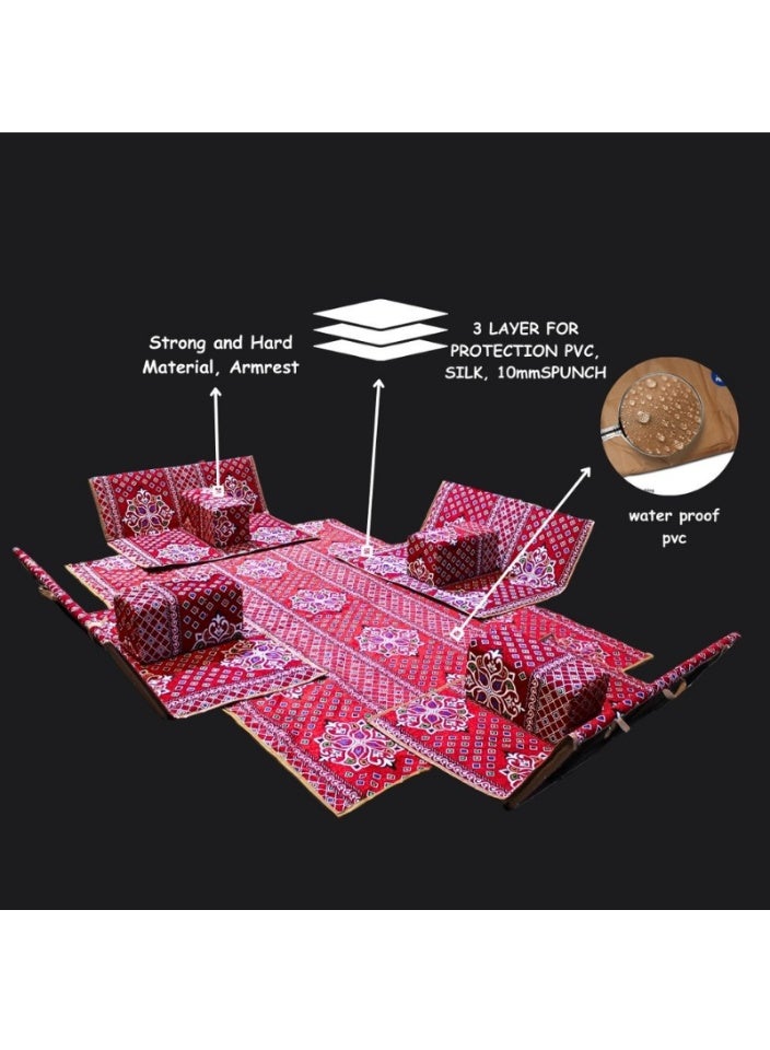 سمارت هوم طقم جلسة أرضية 9 قطع – فرشة أرضية مقاس 300×200 سم مع 4 كراسي أرضية مقاس 120 سم لشخصين و4 مراكي مريحة، جلسة عربية عصرية للمنزل والاستقبال - Image 5