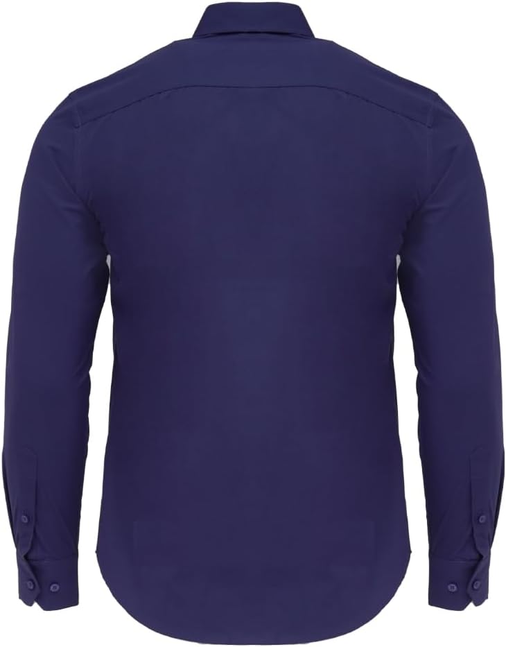 CEDRO قميص قطني طويل الأكمام للرجال من سيدرو بتصميم عادي باللون الأزرق الداكن - Image 2