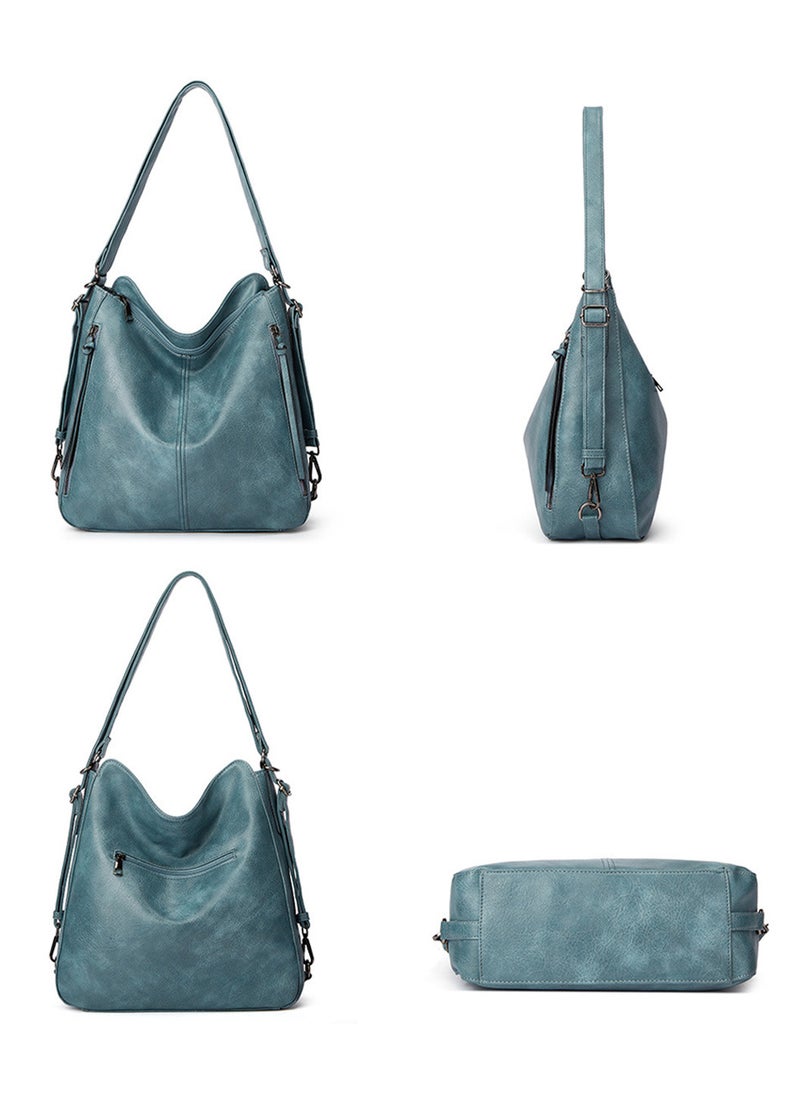 Moovant - 3 Pieces Fashion Women's Tote Bag Set, Soft PU Leather Backpack Purse, Casual Crossbody Bag, Large Capacity Shoulder Bag, Portable Handbag, Leisure Versatile Commuting Bag Set, Blue - Image 1