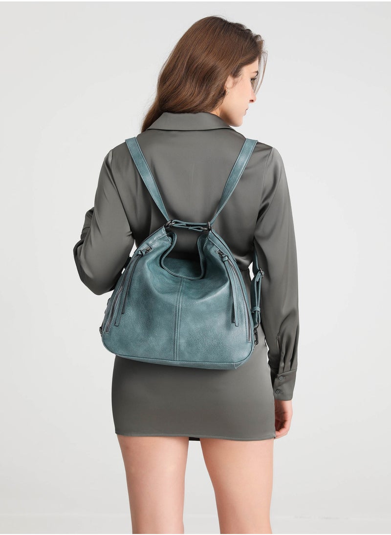 Moovant - 3 Pieces Fashion Women's Tote Bag Set, Soft PU Leather Backpack Purse, Casual Crossbody Bag, Large Capacity Shoulder Bag, Portable Handbag, Leisure Versatile Commuting Bag Set, Blue - Image 1