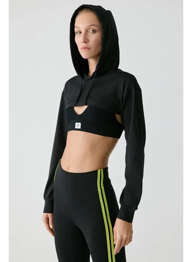 Urban Beat LUSSI Women's Long Sleeve Hooded Black Bustier