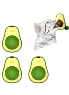3 Packs of Cat Mint and Avocado Shaped Cat Toys Edible Cat Licking and Chewing Teething Toys Cleaning Oral Cavity Rotator Indoor Cat Toys