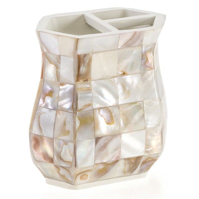 Creative Scents Milano Bathroom Toothbrush Holder - Decorative Bathroom Toothbrush Organizer Finished in Beautiful Mother of Pearl, 3 Slot Toothbrush and Toothpaste Holder for Bathroom Fits Multiple Brushes - Image 1