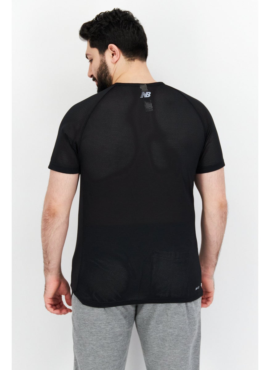 New Balance Men Sportswear Fit Short Sleeve Brand Logo Running T-Shirt, Black  - Image 3