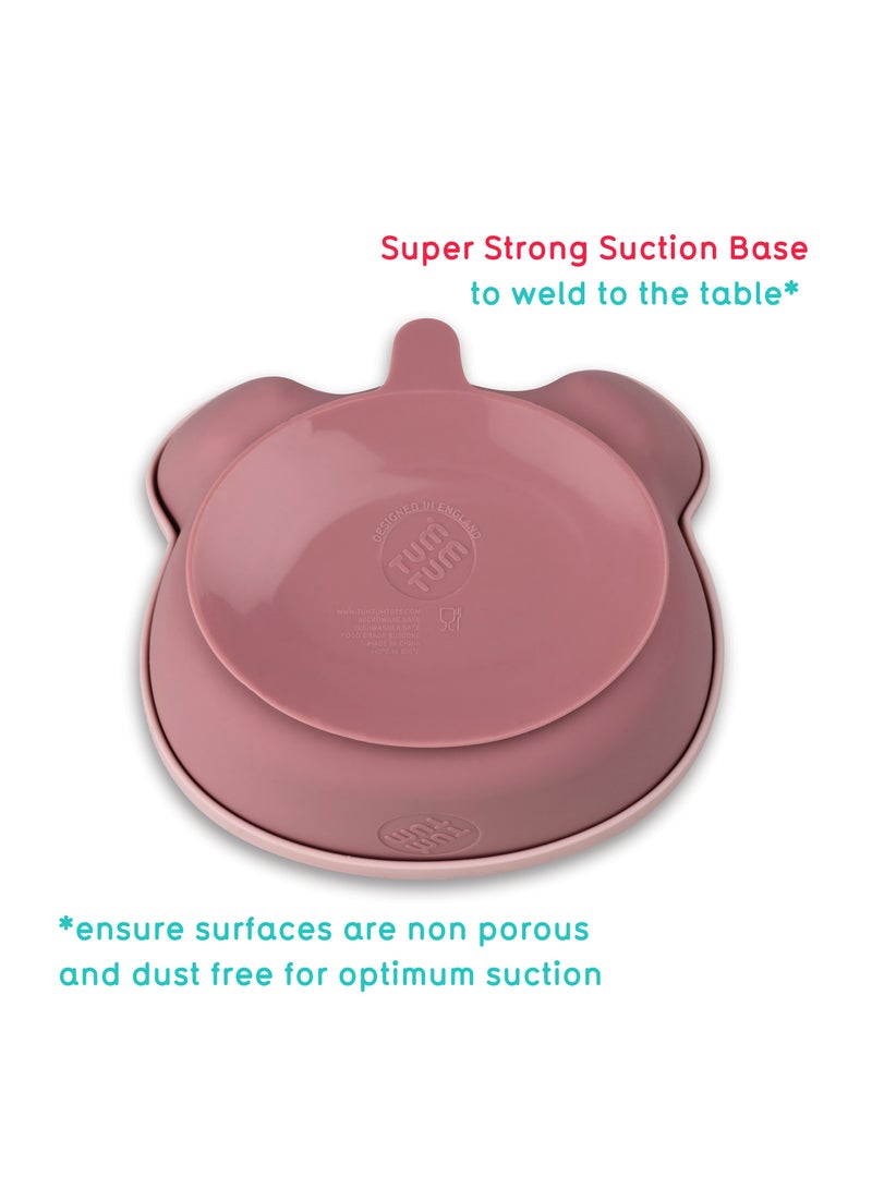 TUM TUM Suction Bowl for Baby, Toddler Bowl with Lid & Spoon, for Babies & Toddlers 6 Months+, BPA Free Silicone Baby Feeding Set, Microwave/Dishwasher/Freezer Safe, Betsy Bear, Pink - Image 3